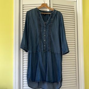 H&M Blue Chambray Tunic Shirt Dress Lyocel Size Us 12